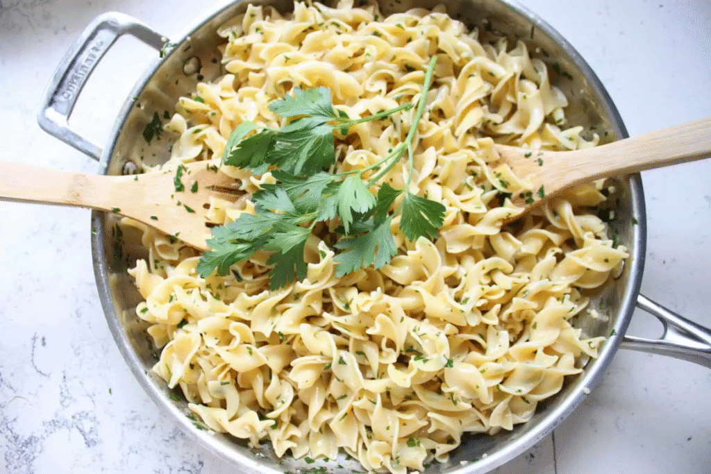 buttered egg noodles for Beef Stroganoff with Buttered Noodles