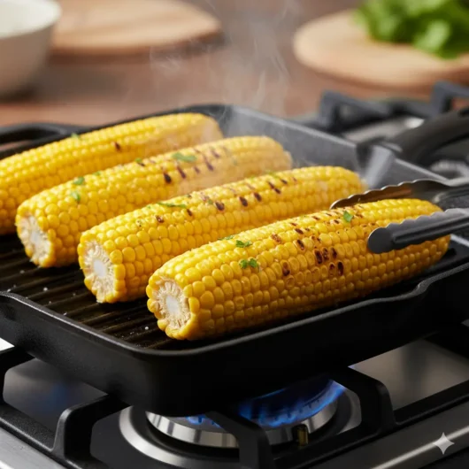 Image: corn charring on grill