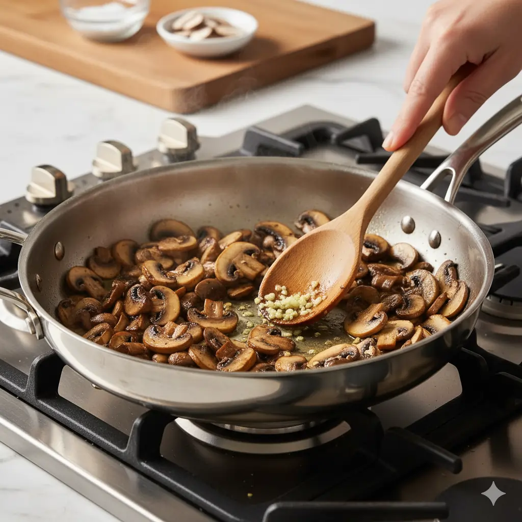 mushrooms cooking down