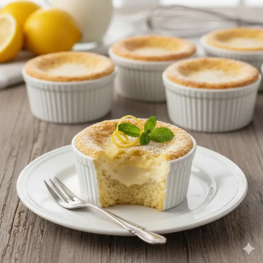 Baby Lemon Impossible Pies served on plate