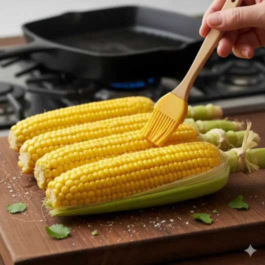 Image: corn brushed with oil