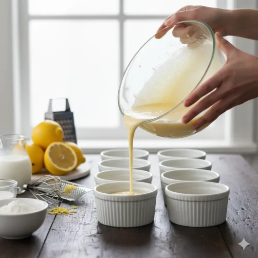 Baby Lemon Impossible Pies batter prep