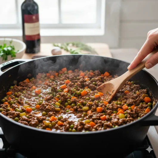 Meat and vegetable filling for Easy Shepherds Pie Recipe