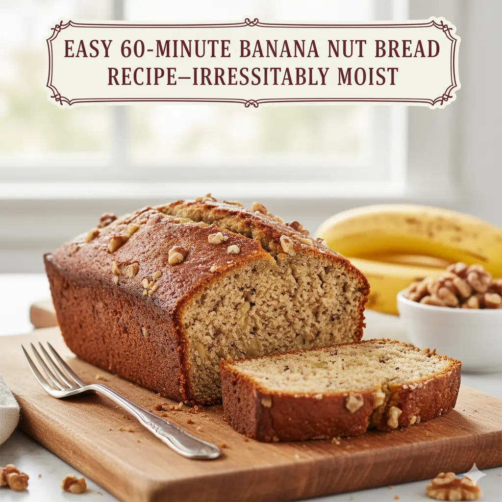Moist banana nut bread recipe freshly baked loaf