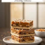 Butterfinger Caramel Crunch Bars stacked on plate