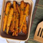 Air Fryer Roasted Carrots caramelized with herbs and parsley