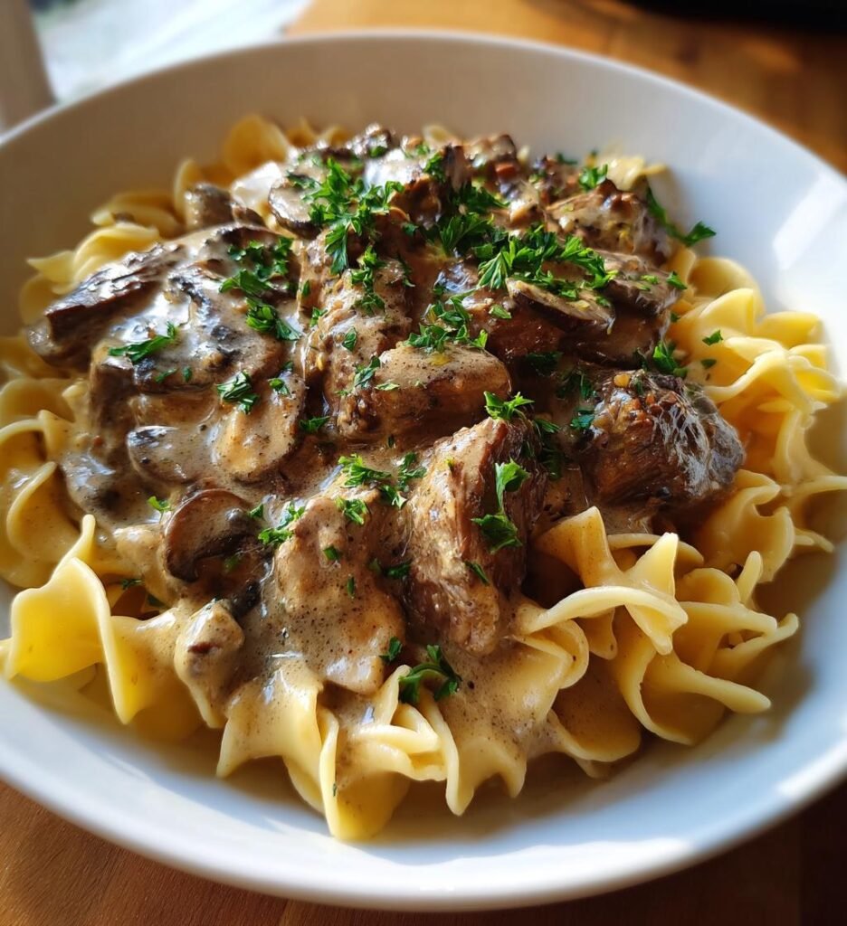 Classic Beef Stroganoff with Creamy Mushroom Sauce