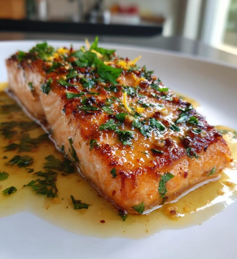 Oven Baked Salmon with Lemon Butter Sauce
