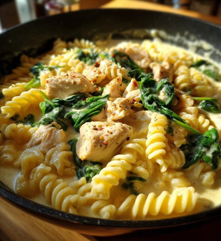 creamy chicken and spinach pasta